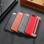 Wholesale iPhone 8 / 7 Striped Hand Strap Grip Holder PU Leather Case (Red)